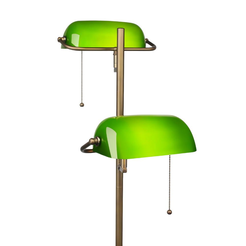 Lampadaire rétro laiton satiné et verre émeraude – Auren — vue de dessous
