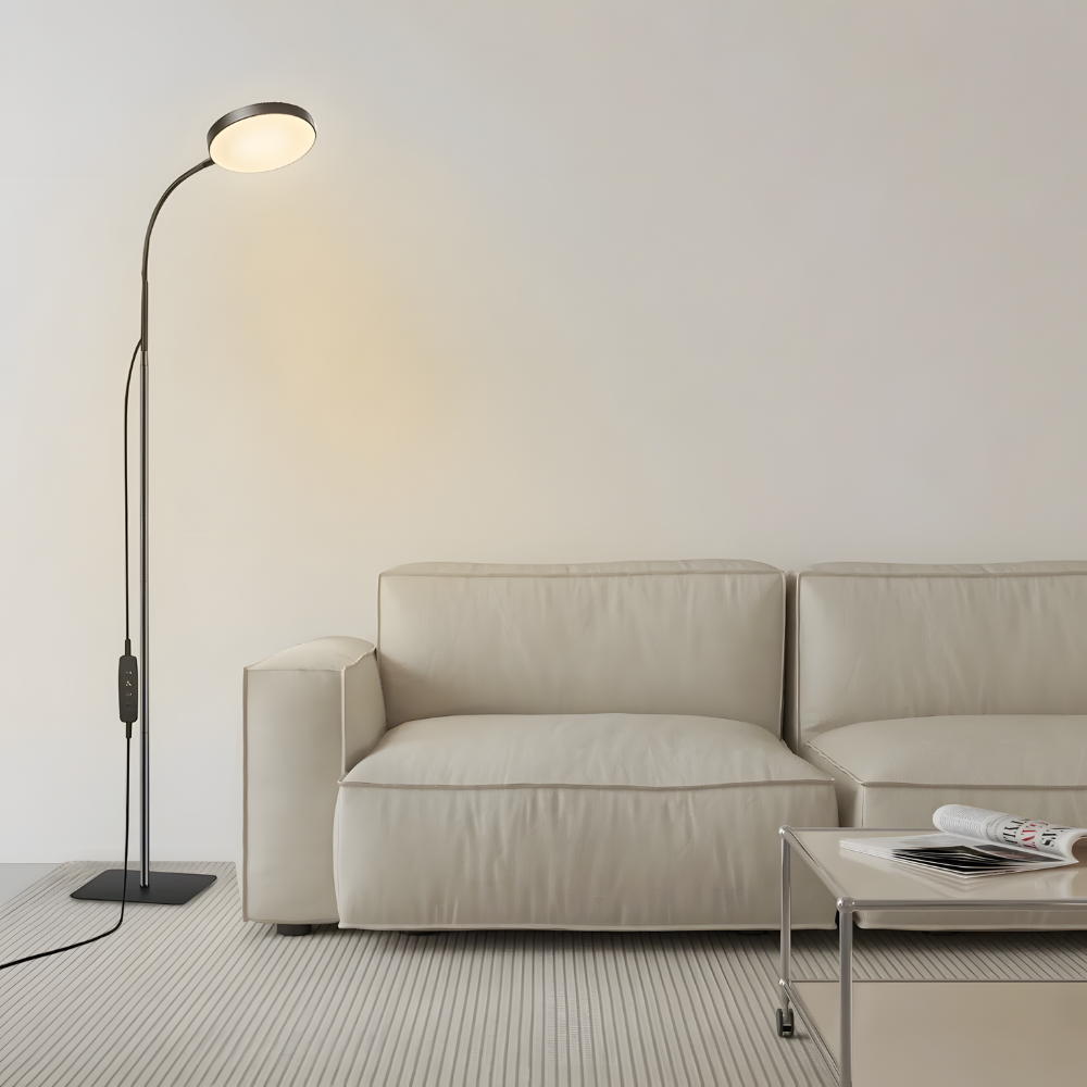 Lampadaire LED col de cygne métal Art Déco 150 cm – Oris — vue de trois quarts