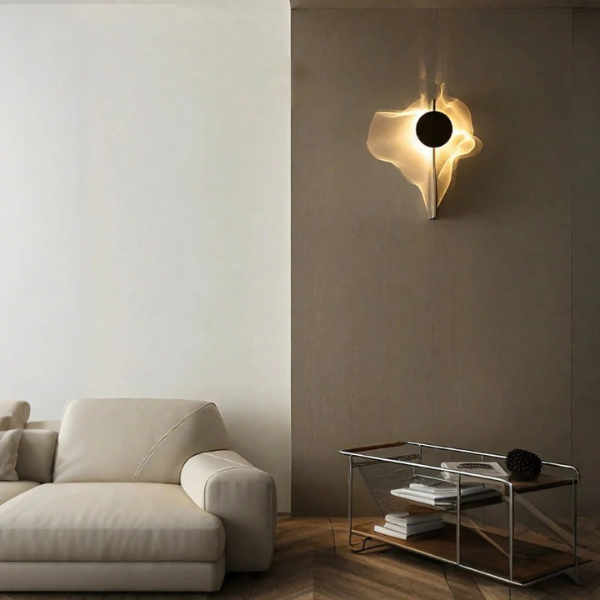 Applique murale rotative 360° blanc mat, double faisceau — mise en situation dans la pièce