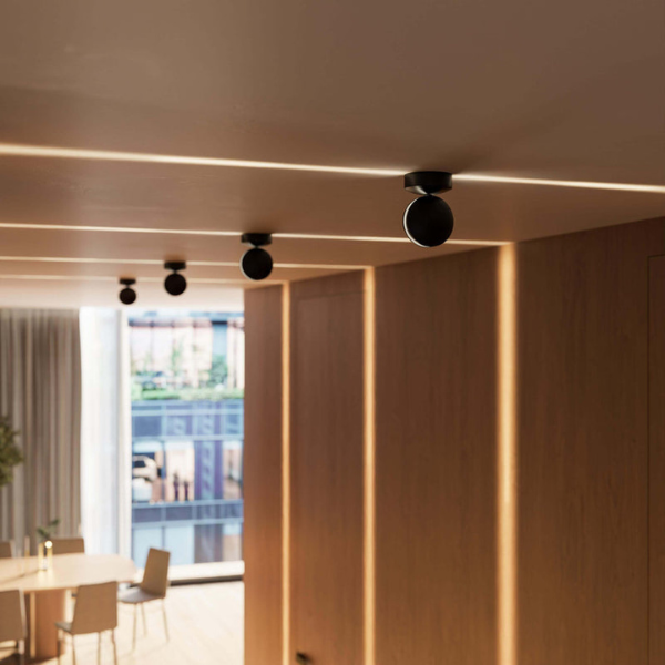 Applique murale rotative 360° double faisceau blanc mat — détail de la matière