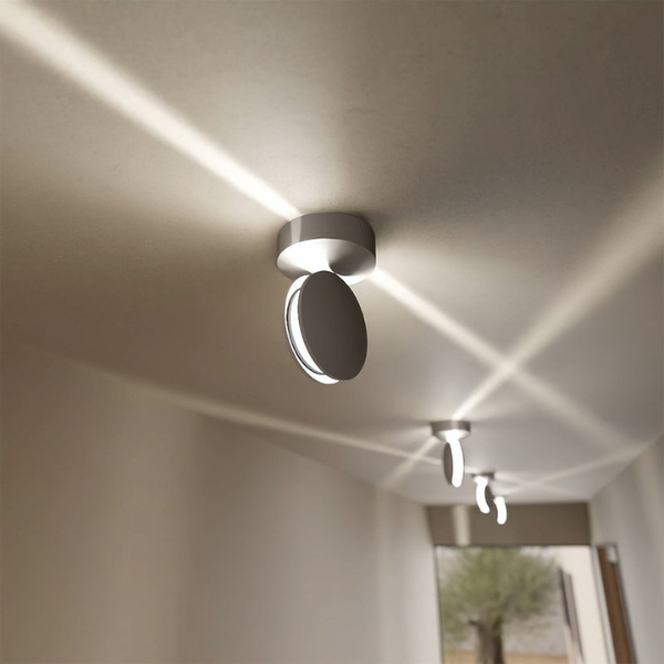Applique murale rotative 360° double faisceau blanc mat — vue de profil