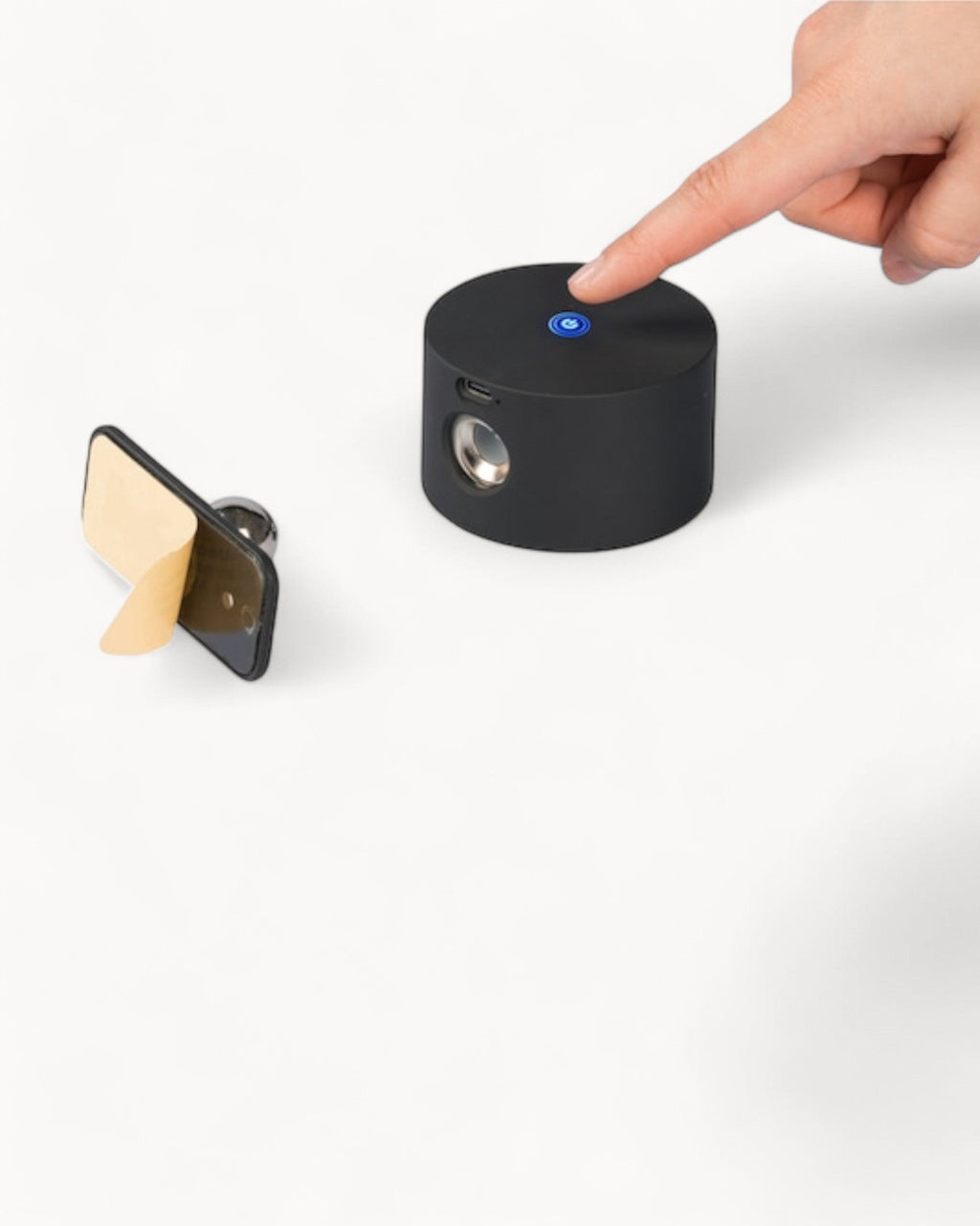 Applique murale sans fil orientable 360°, recharge USB — vue de profil