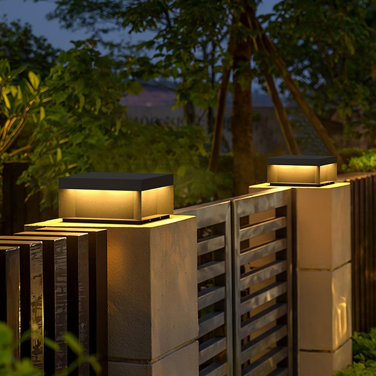 Borne de jardin LED métal sablé IP65 – filaire ou solaire — détail de la finition (2)