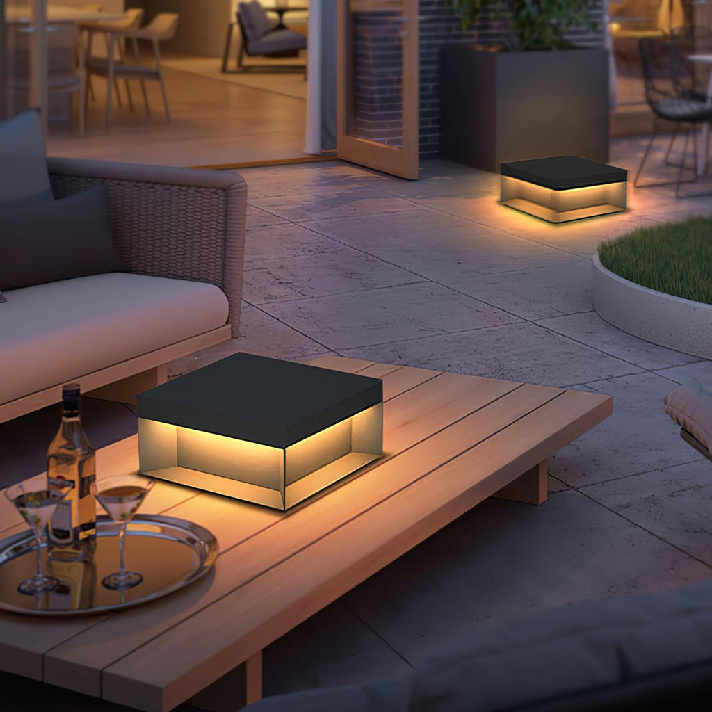 Borne de jardin LED métal sablé IP65 – filaire ou solaire — dimensions et cotes (2)