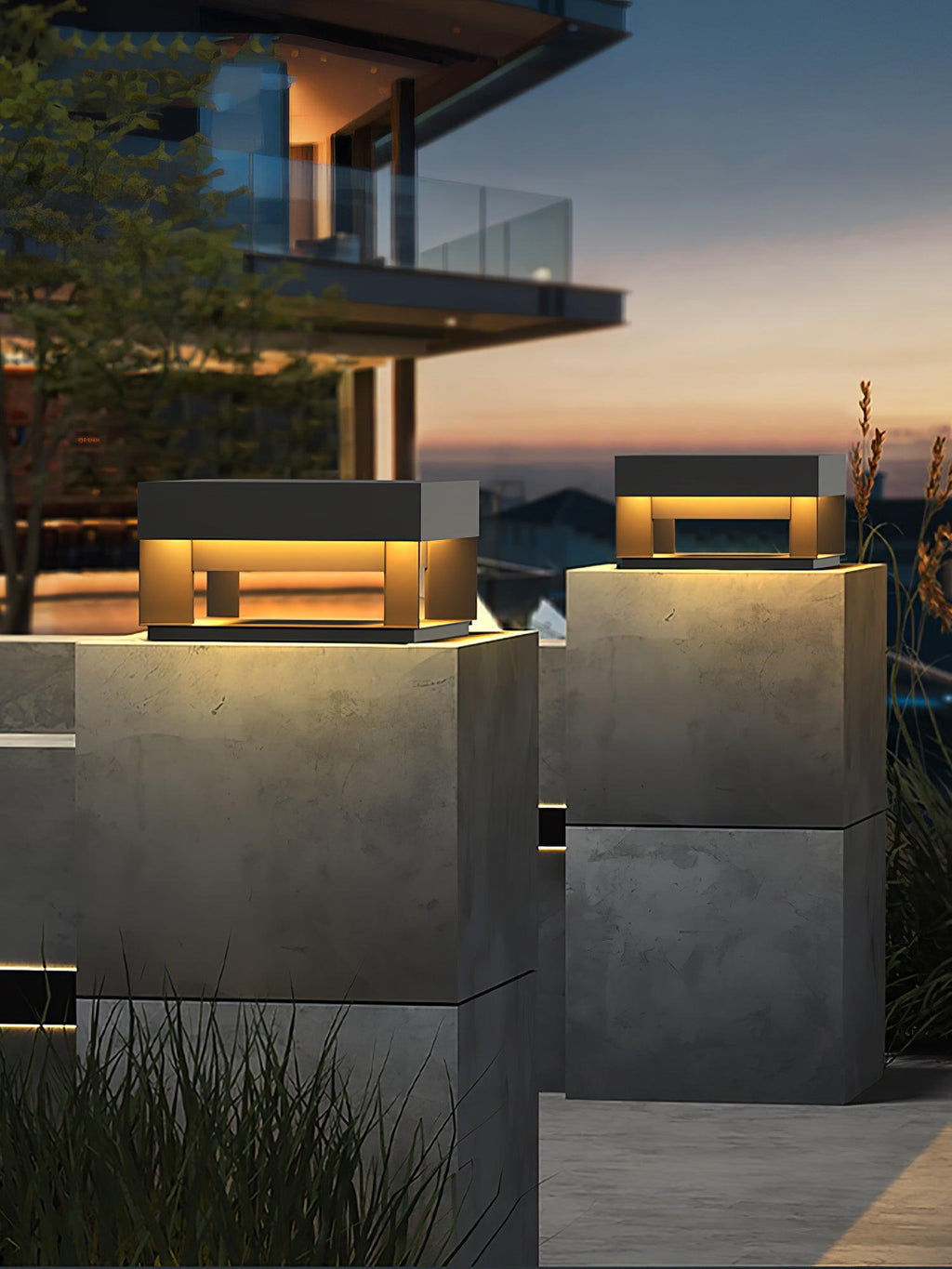 Borne de jardin LED métal sablé IP65 – filaire ou solaire — détail de la matière (2)