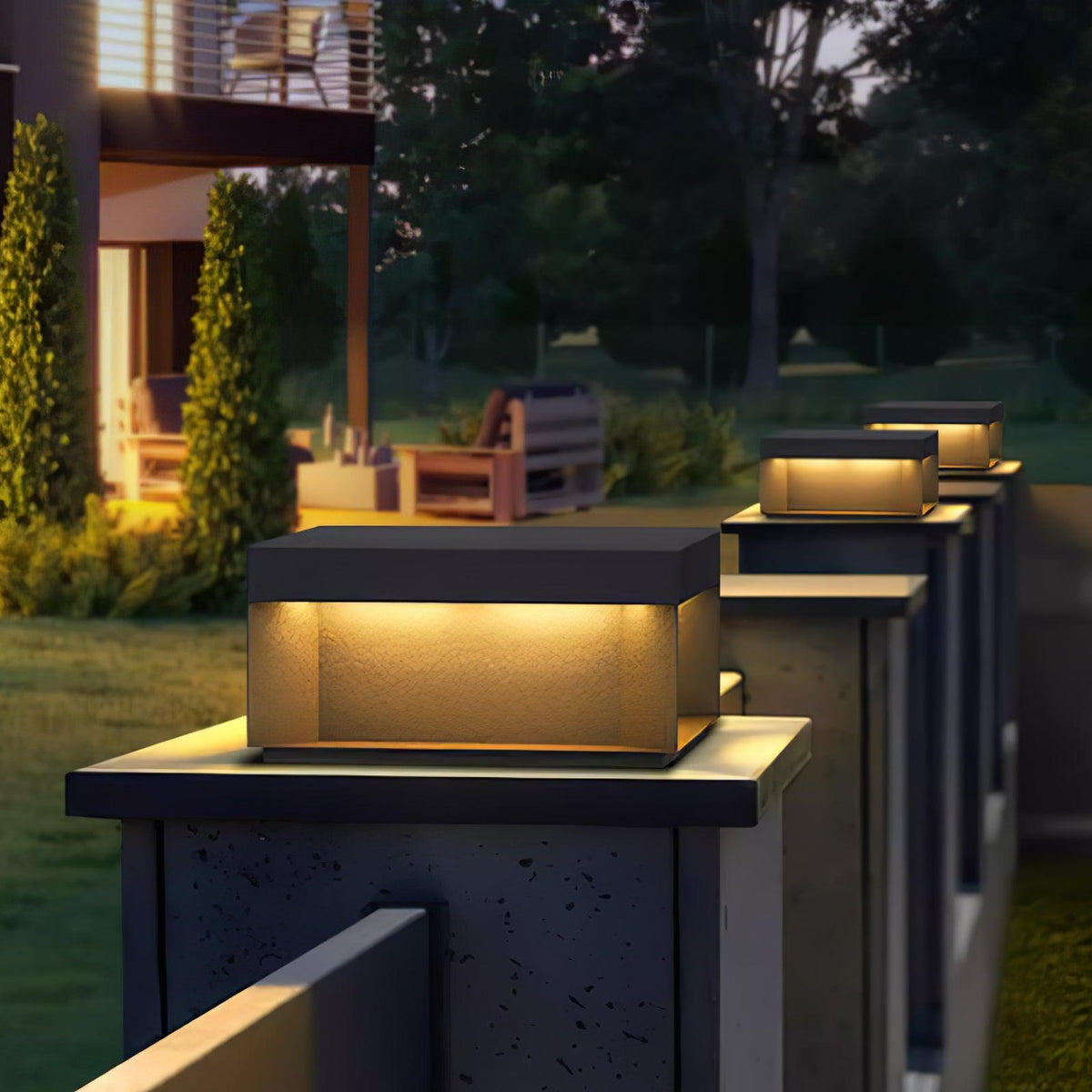 Borne de jardin LED métal sablé IP65 – filaire ou solaire — vue de profil (4)