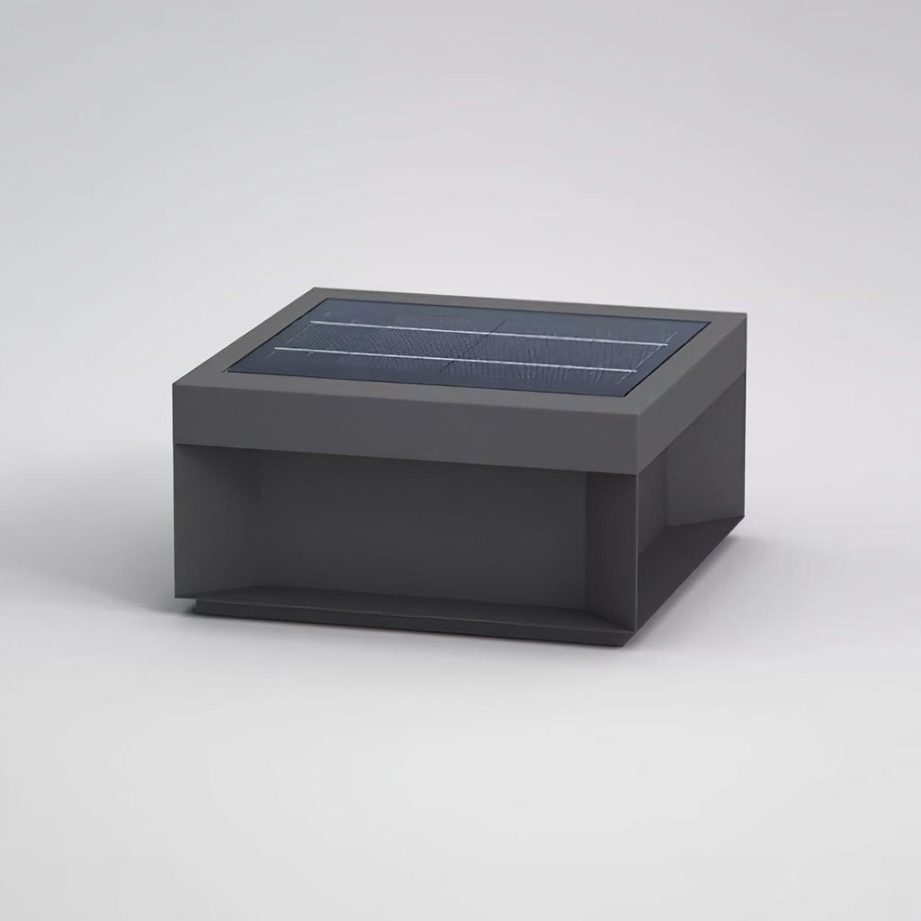Borne de jardin LED métal sablé IP65 – filaire ou solaire — vue de dessous (4)