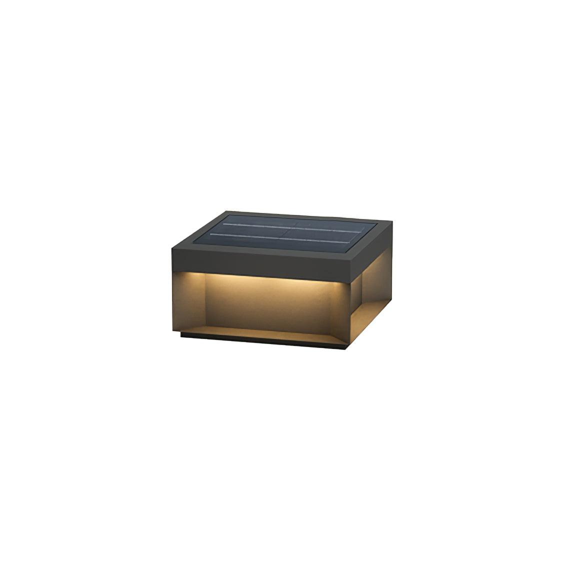 Borne de jardin LED métal sablé IP65 – filaire ou solaire — vue de trois quarts (7)