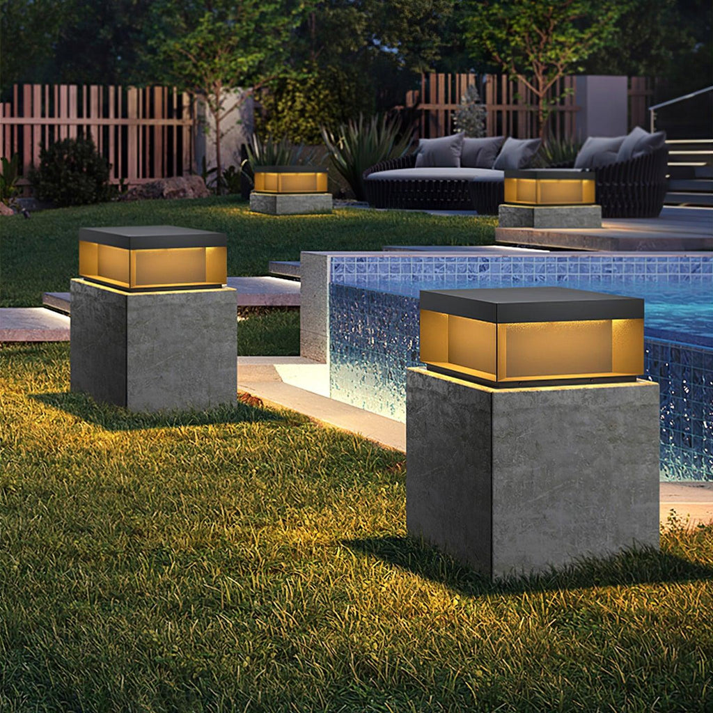 Borne de jardin LED métal sablé IP65 – filaire ou solaire — détail de la matière (5)