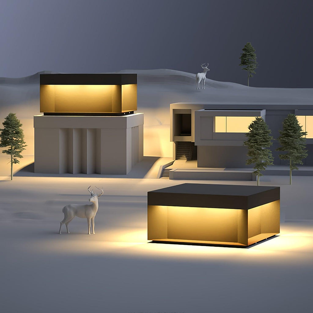 Borne de jardin LED métal sablé IP65 – filaire ou solaire — dimensions et cotes (6)