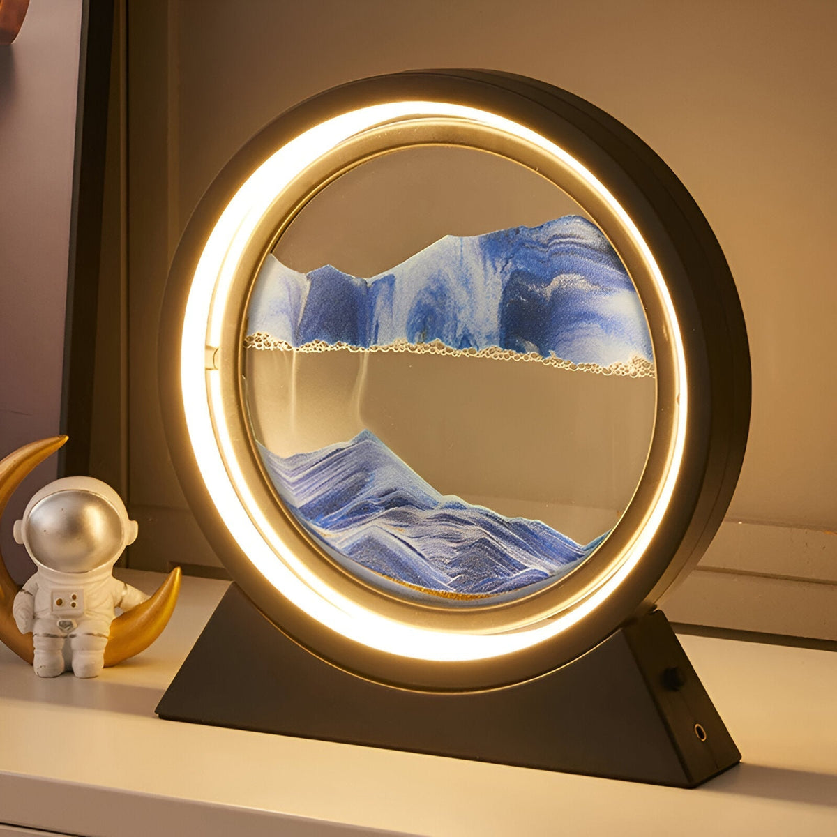Lampe à poser LED verre sable en mouvement USB – SandGlow — vue de profil