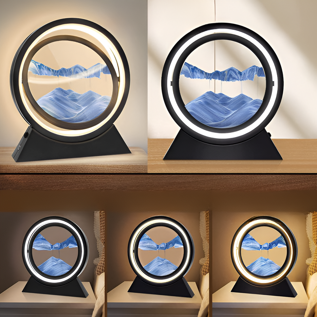 Lampe à poser LED verre sable en mouvement USB – SandGlow — détail de la finition