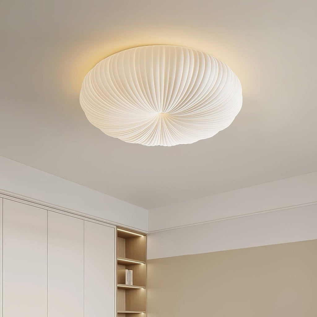 Plafonnier LED dimmable avec télécommande métal et plastique — allumé en situation