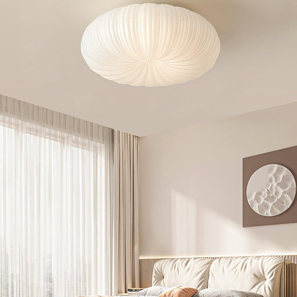 Plafonnier LED dimmable avec télécommande métal et plastique — vue de profil