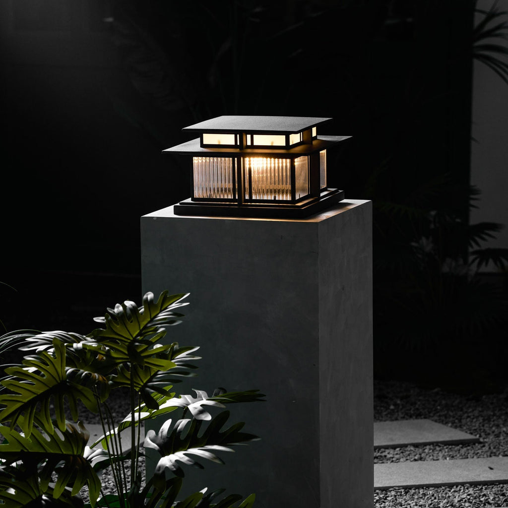 Borne de jardin LED IP65 corps sablé anti-UV – Boilyn — vue de trois quarts (5)