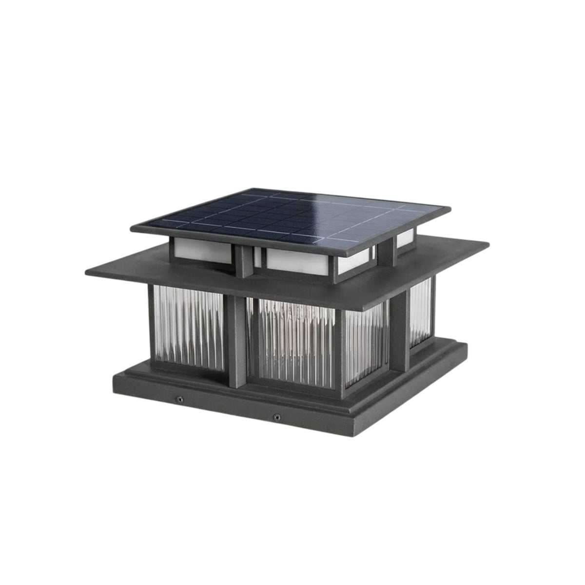 Borne de jardin LED IP65 corps sablé anti-UV – Boilyn — allumé en situation (7)