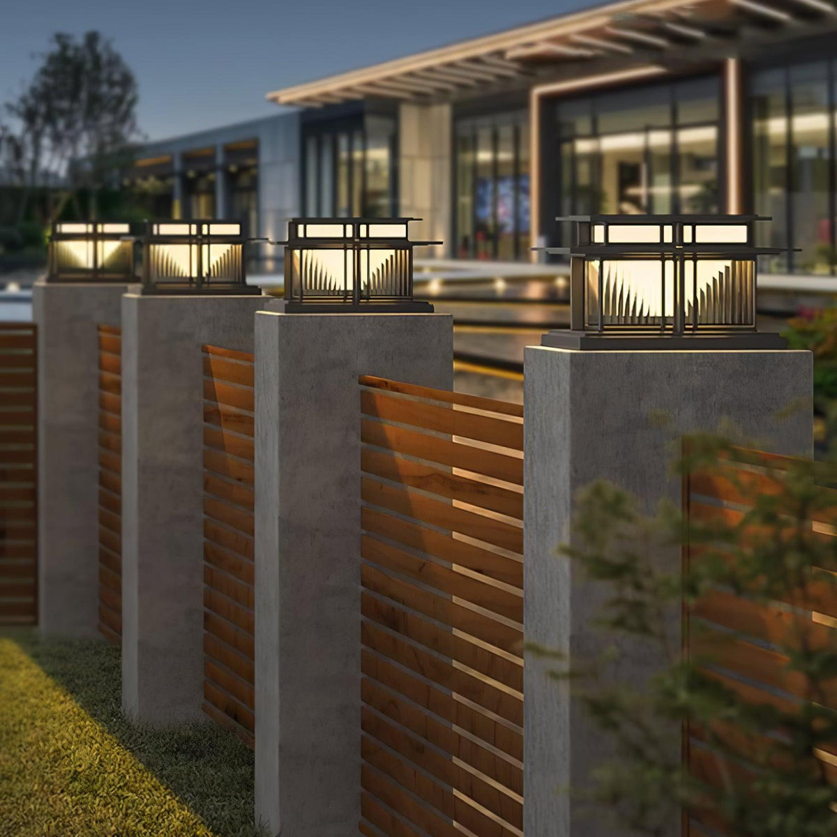 Borne de jardin LED IP65 corps sablé anti-UV – Boilyn — dimensions et cotes