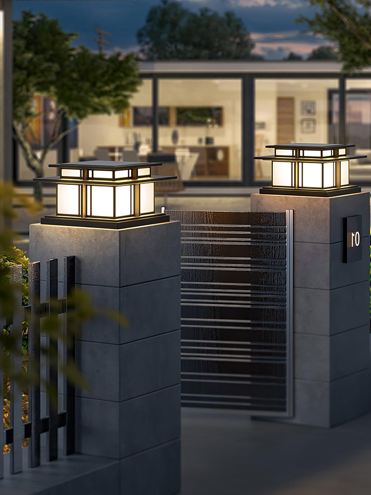 Borne de jardin LED IP65 corps sablé anti-UV – Boilyn — vue de profil (2)