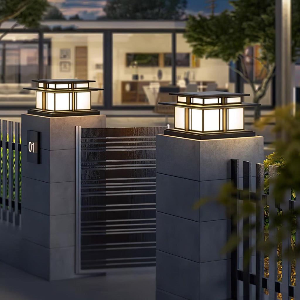 Borne de jardin LED IP65 corps sablé anti-UV – Boilyn — vue de trois quarts (2)