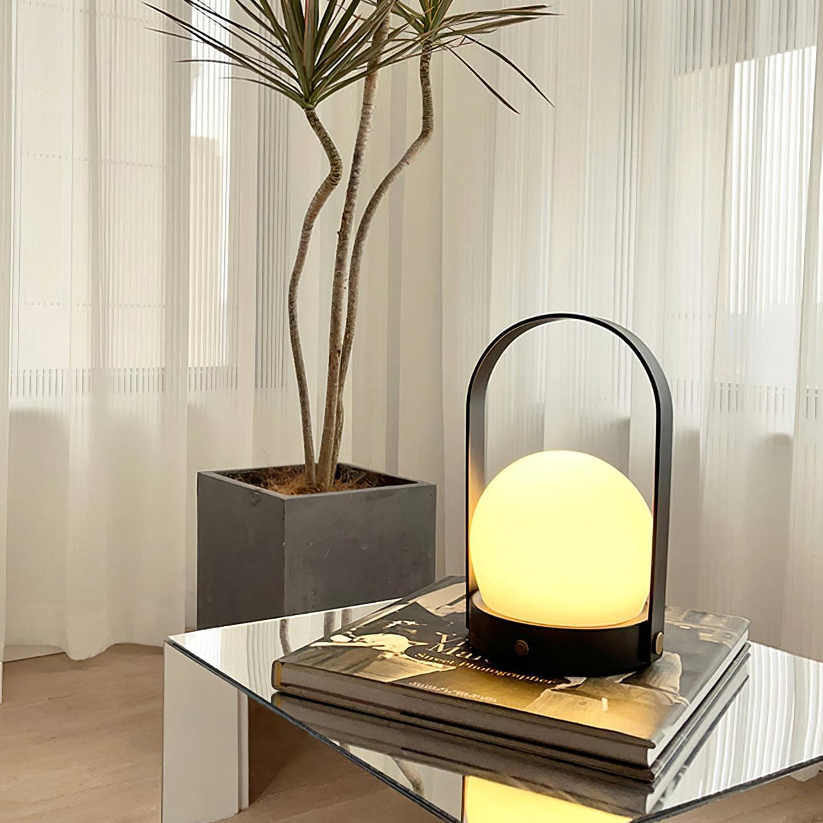 Lampe à poser sans fil rechargeable à poignée – Carrie — dimensions et cotes