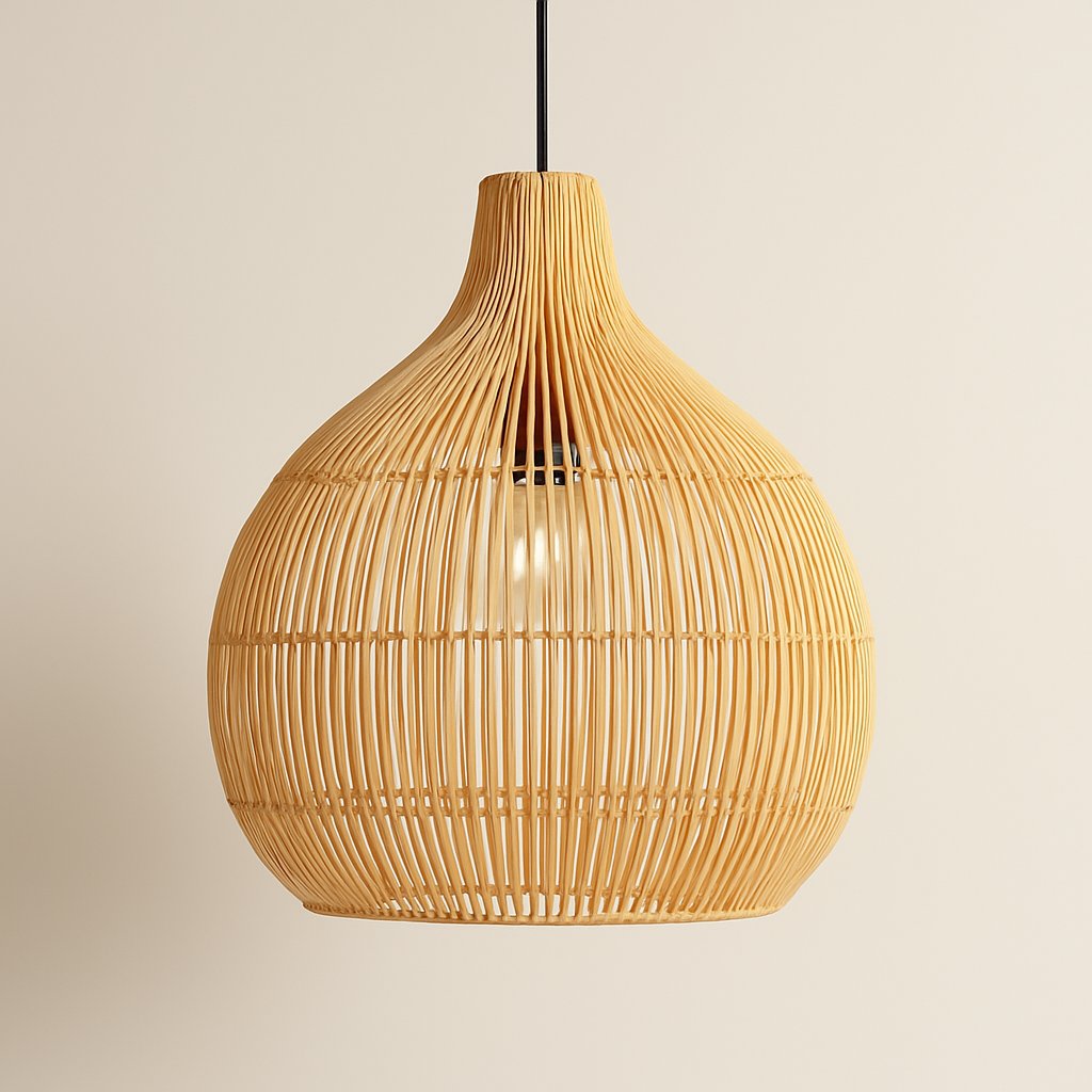 Suspension en bambou tressé ondulé beige ou noir – Lunéa