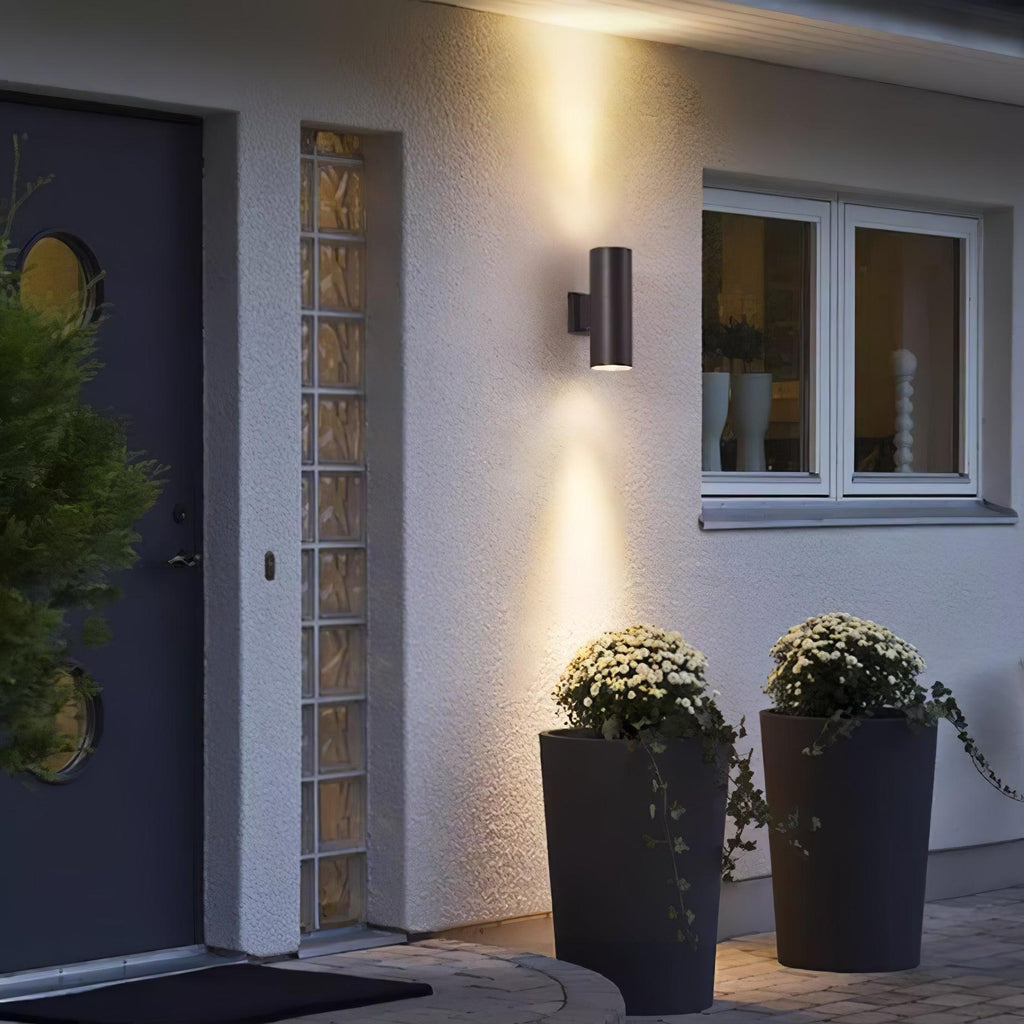 Applique murale cylindrique LED métal – intérieur et extérieur — vue de face (2)