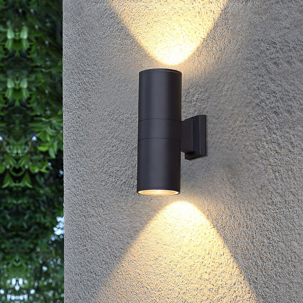 Applique murale cylindrique LED métal – intérieur et extérieur — vue de face