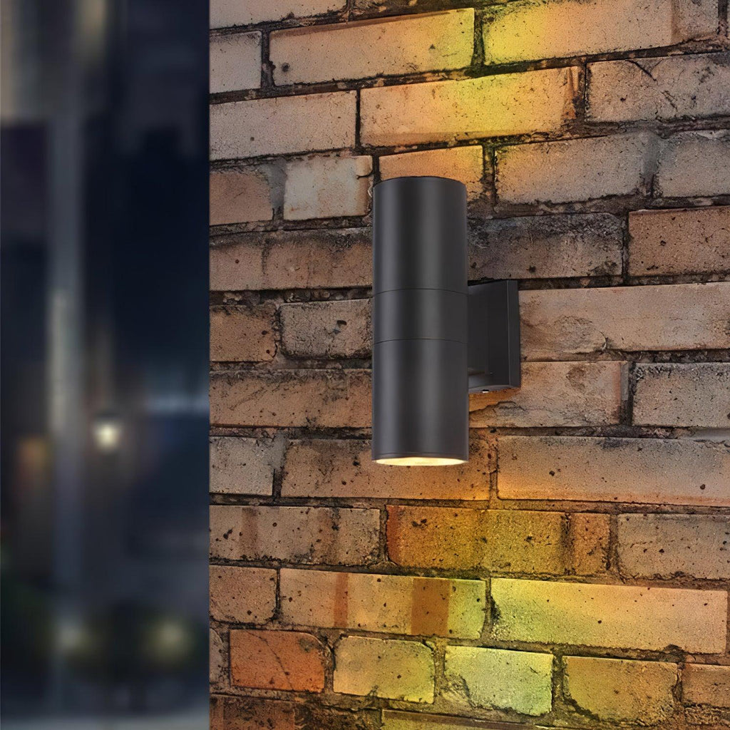 Applique murale cylindrique LED métal – intérieur et extérieur — vue de profil