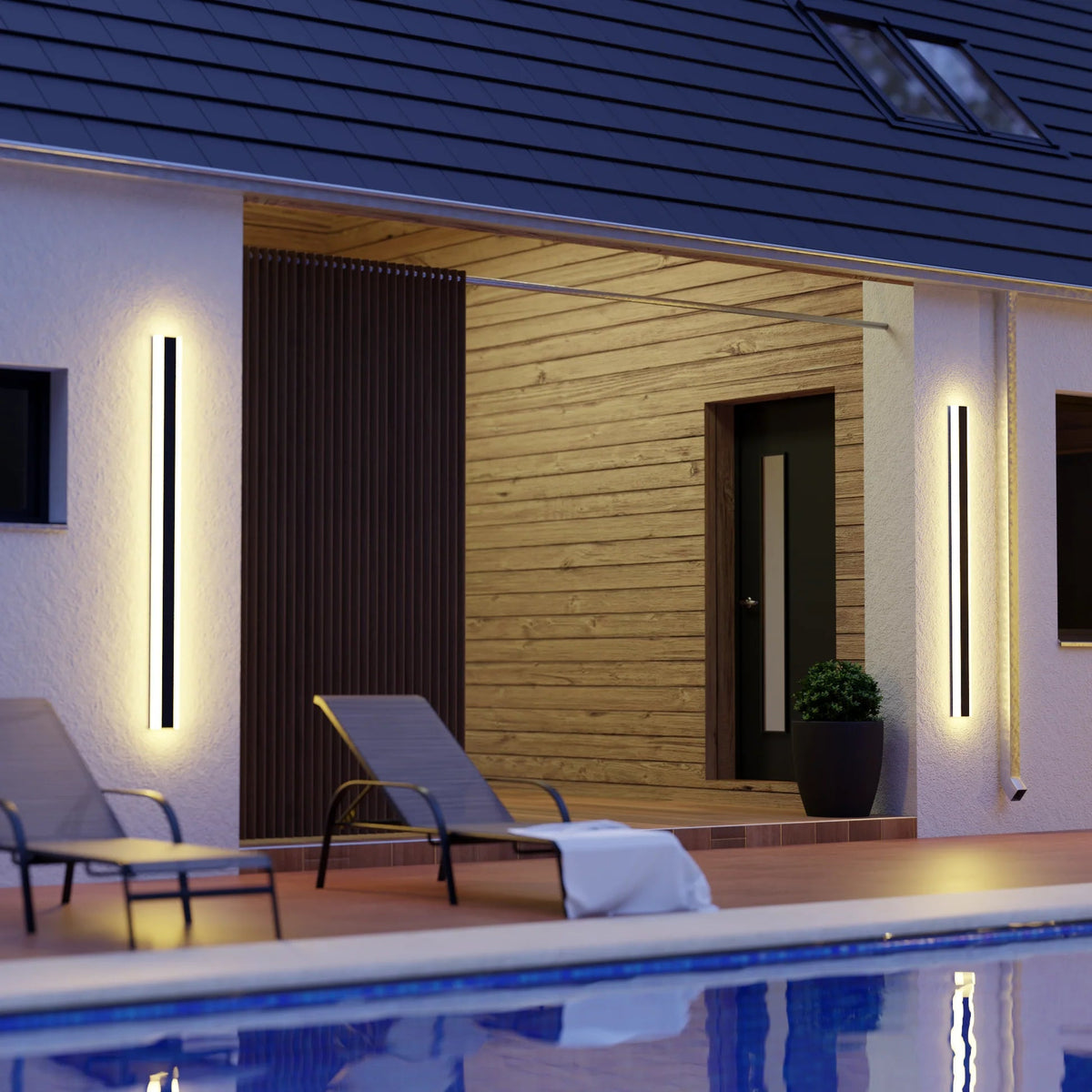 Applique murale extérieure LED horizontale acrylique noire — mise en situation dans la pièce