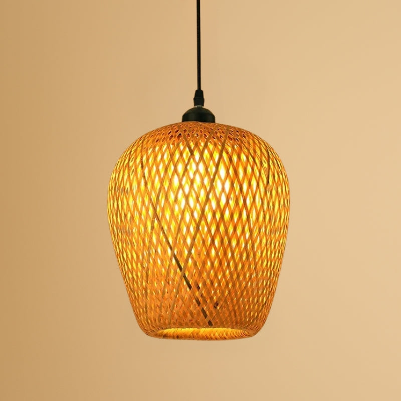 Suspension en bambou tressé forme cocon 22 cm – Calya