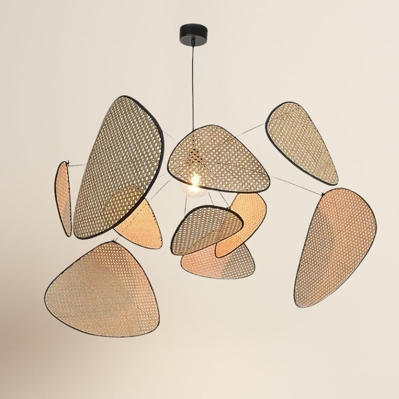 Suspension en rotin sculptée 60 à 120 cm dimmable – Aerelia — vue de face