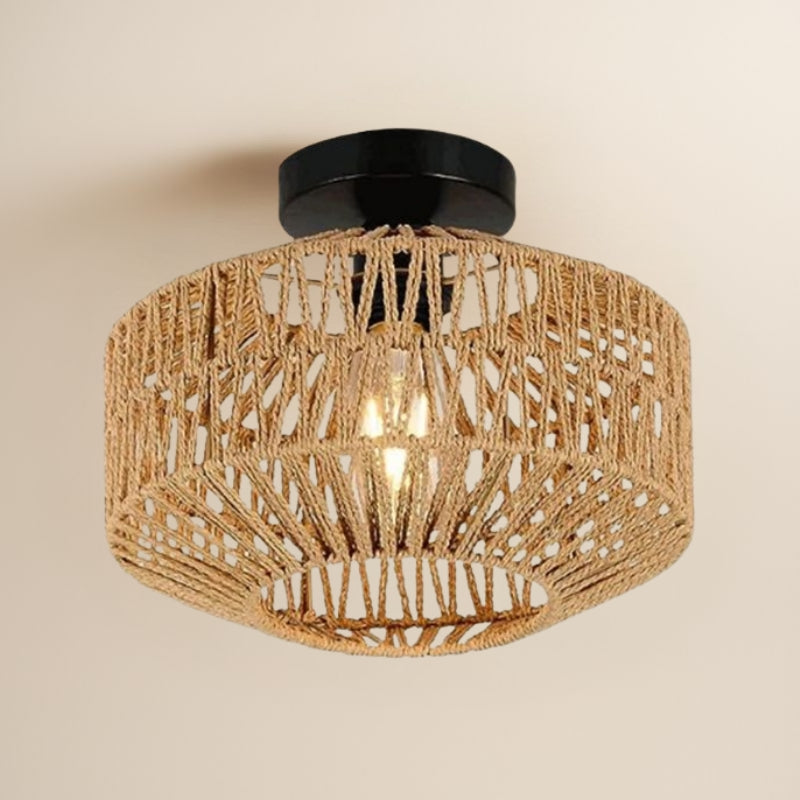 Plafonnier en rotin naturel tressé 30 x 22 cm – Lyréa