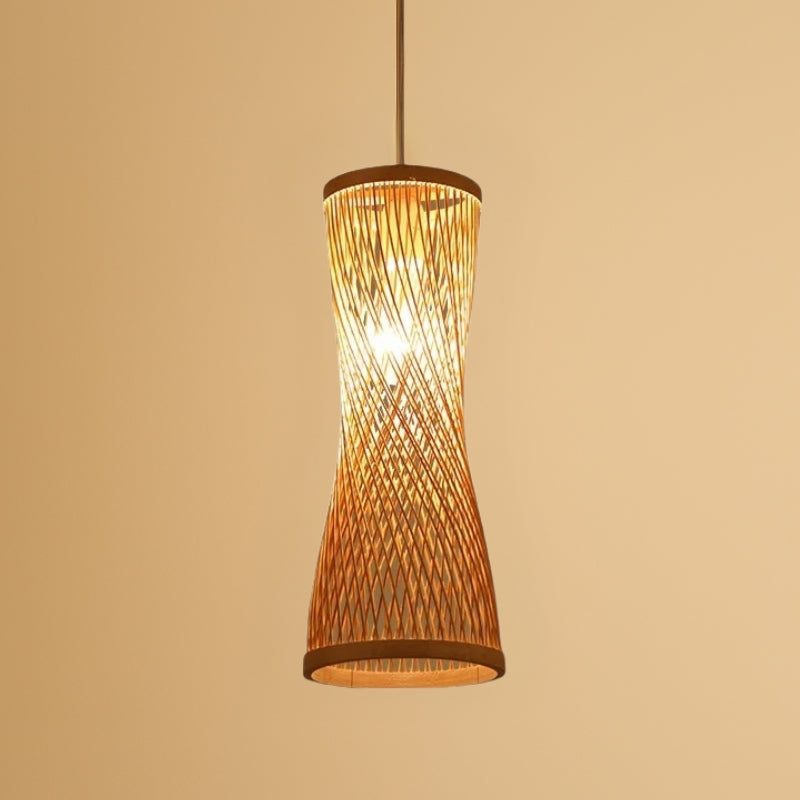 Suspension en bambou tressé forme sablier 40 cm – Élaria