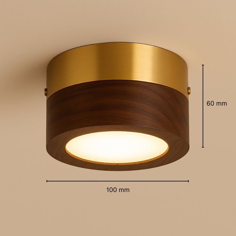 Plafonnier spot LED 5 W en bois noyer ou frêne – Elyon — mise en situation dans la pièce