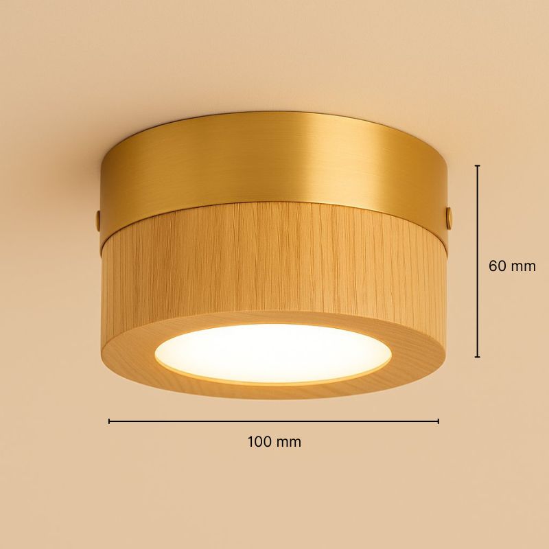 Plafonnier spot LED 5 W en bois noyer ou frêne – Elyon — détail de la matière