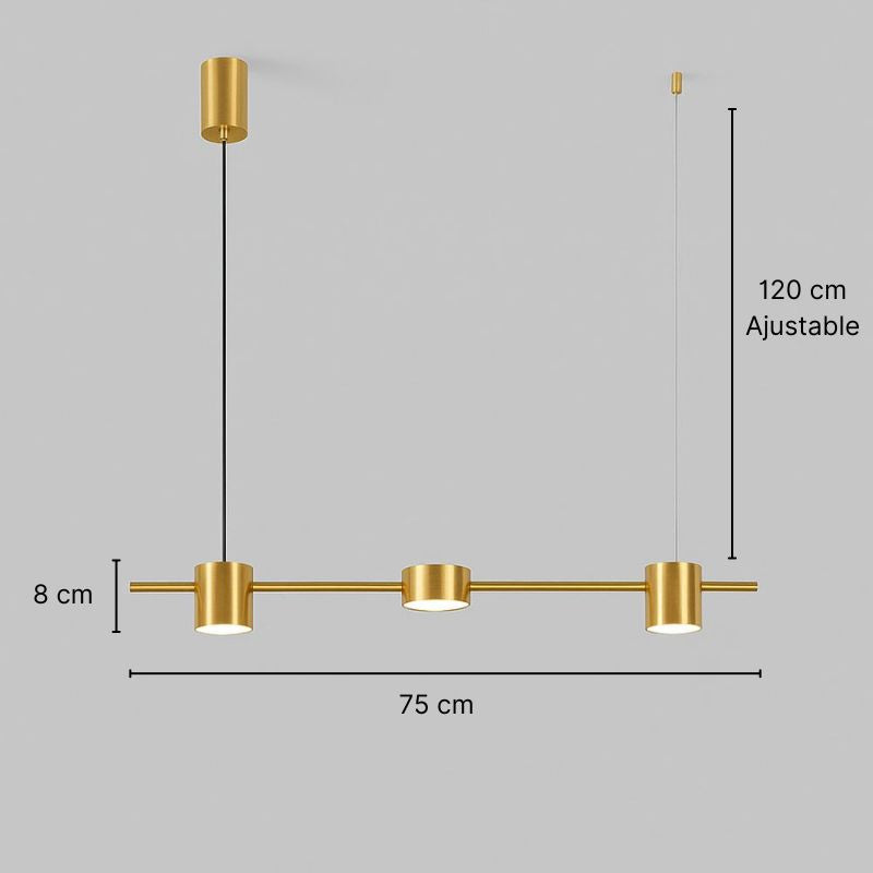Suspension linéaire LED 3 à 6 spots métal doré ou noir – Aurion — détail du système de fixation
