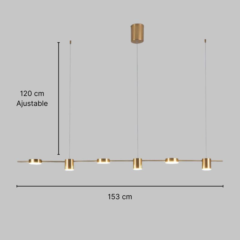 Suspension linéaire LED 3 à 6 spots métal doré ou noir – Aurion — détail de la matière