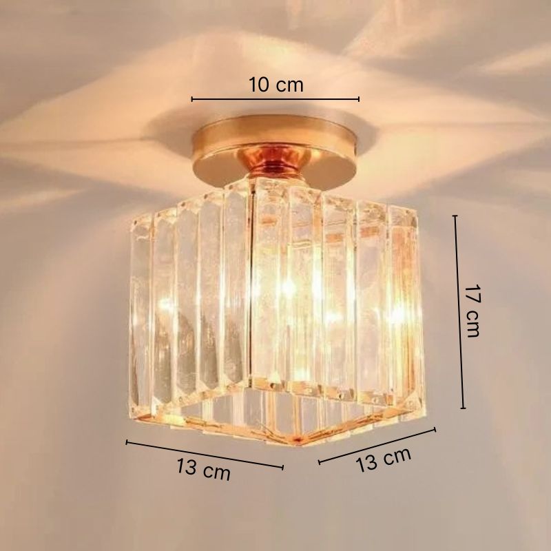 Plafonnier compact en cristal taillé et métal – Aurélia — dimensions et cotes