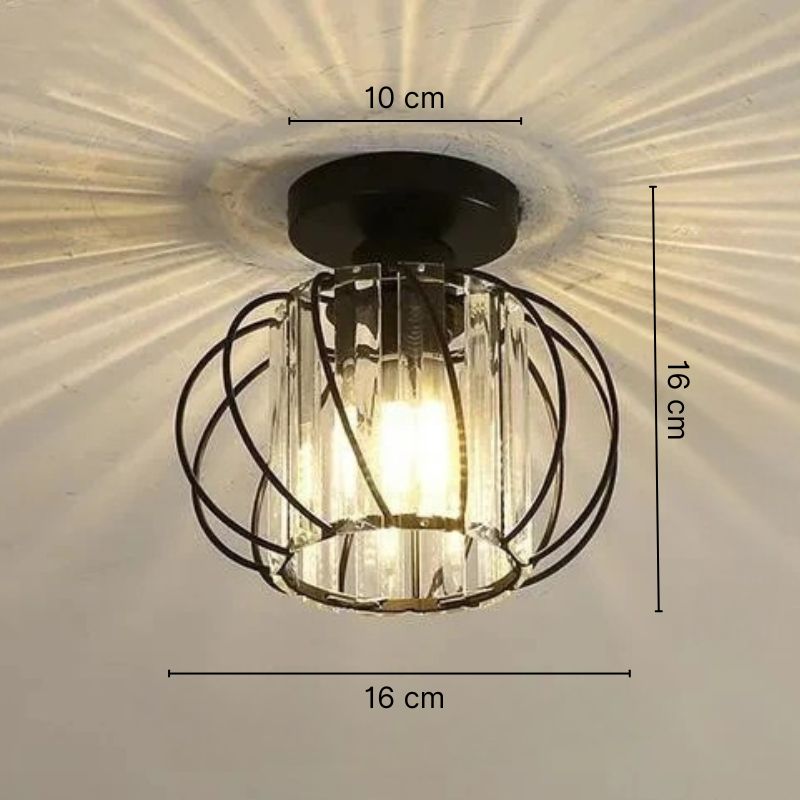 Plafonnier compact en cristal taillé et métal – Aurélia — vue de face (2)