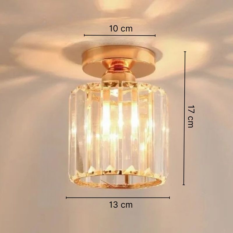 Plafonnier compact en cristal taillé et métal – Aurélia — détail du système de fixation