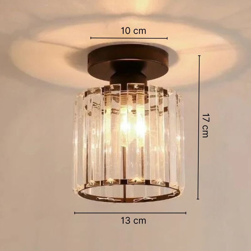 Plafonnier compact en cristal taillé et métal – Aurélia — mise en situation dans la pièce