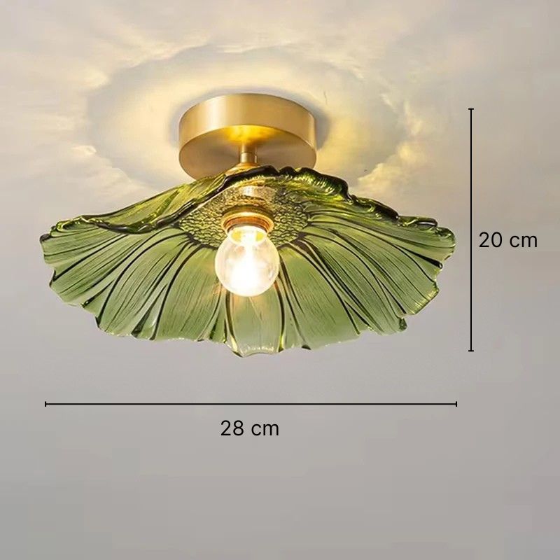 Suspension en verre sculpté forme florale Ø28 cm – Floréa — détail du système de fixation