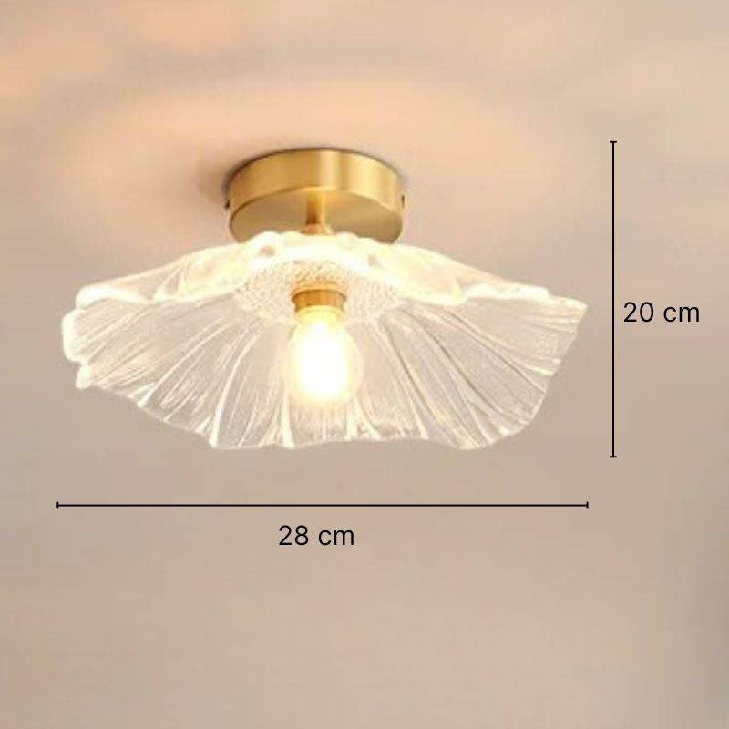 Suspension en verre sculpté forme florale Ø28 cm – Floréa — détail de la matière
