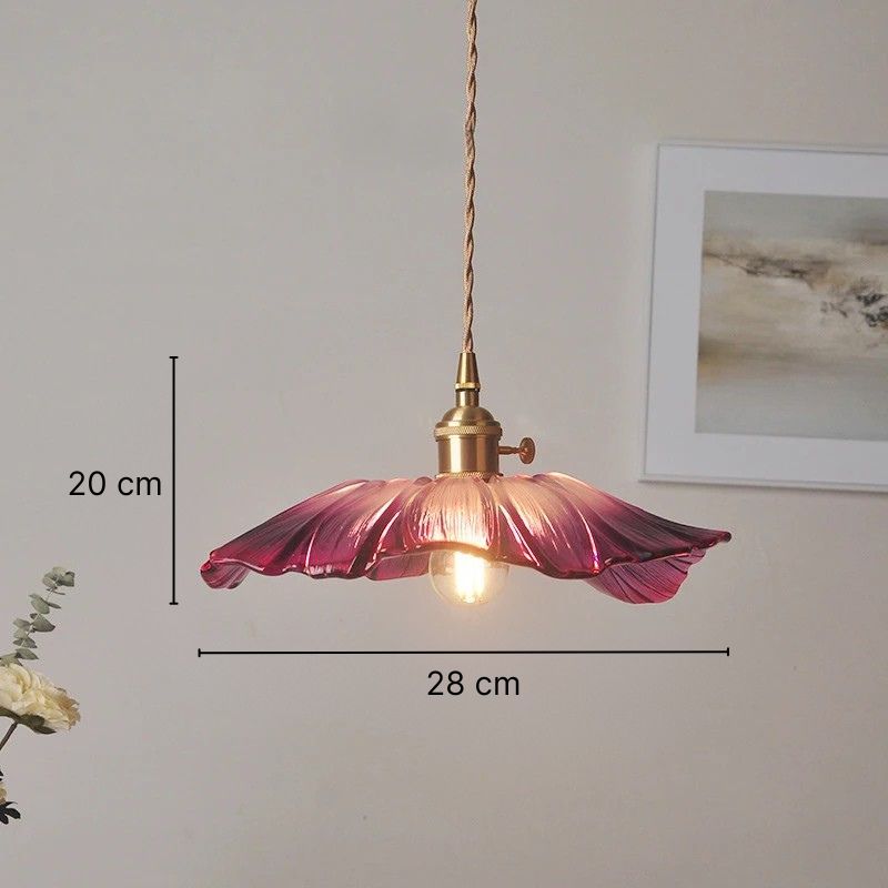 Suspension en verre sculpté forme florale Ø28 cm – Floréa — vue de profil (2)