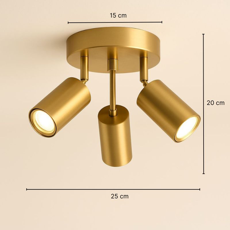 Plafonnier spots orientables aluminium doré mat – Astrael — vue de face (2)