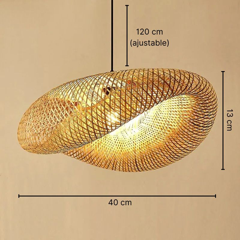 Suspension sculpturale en bambou tressé S à XXL – Oceïa — détail du système de fixation