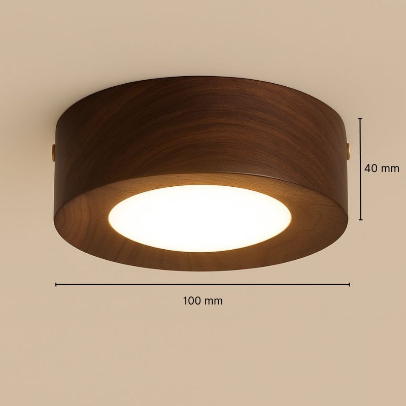 Plafonnier spot LED 5 W en bois noyer ou frêne – Elyon — vue de dessous