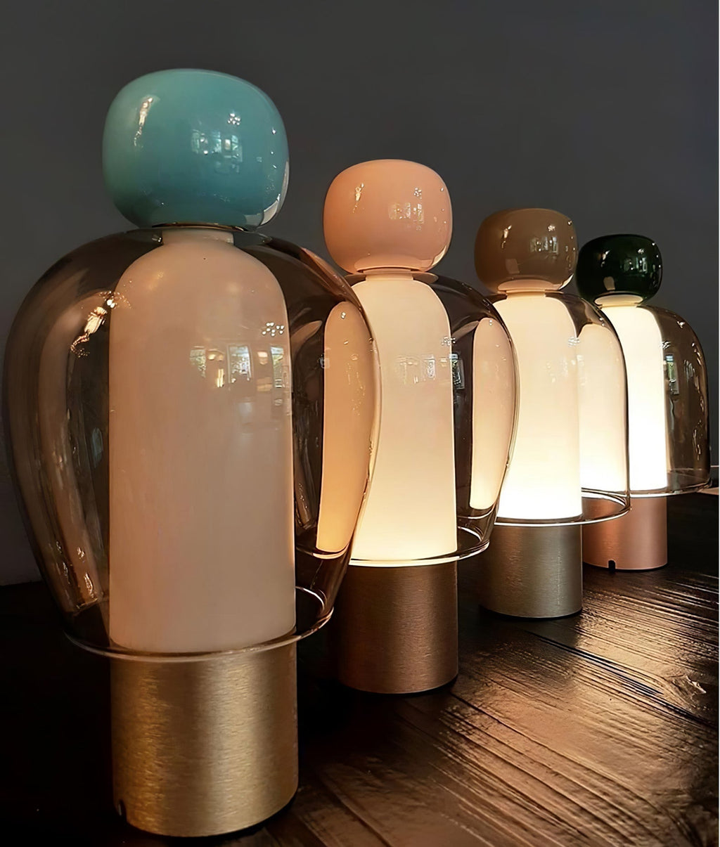Lampe à poser rechargeable en verre coloré – Lumina Joy — vue de profil (3)