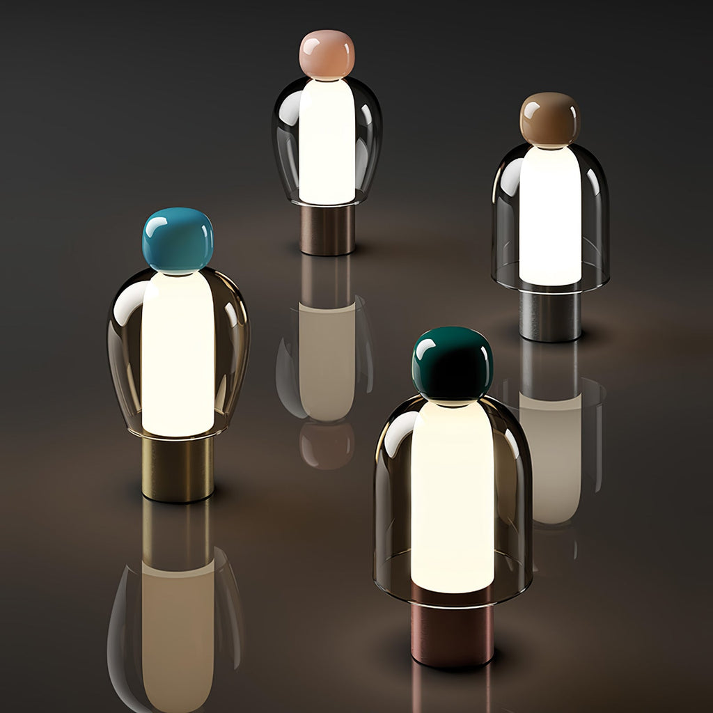 Lampe à poser rechargeable en verre coloré – Lumina Joy — détail de la finition (3)