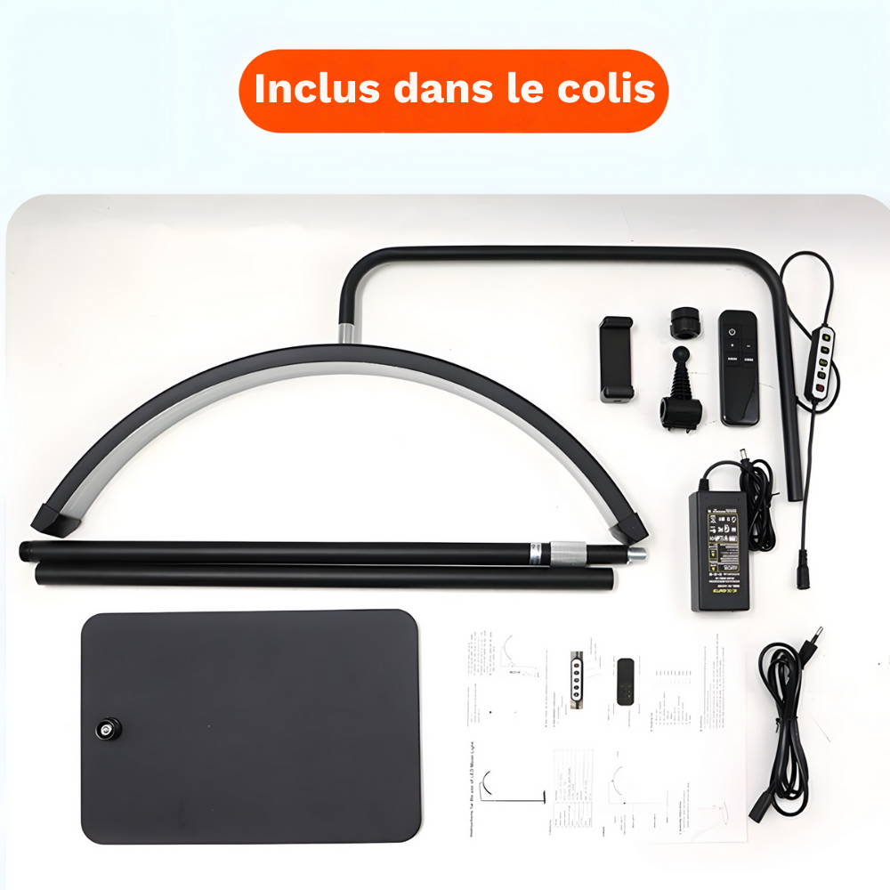 Lampadaire LED demi-lune 36 W dimmable CRI 90 – Lunarys — vue de profil (2)